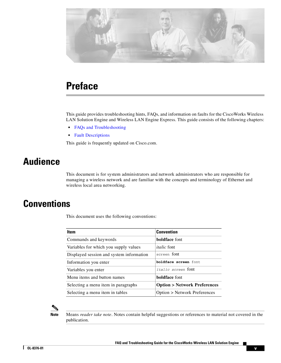 Cisco Systems OL-8376-01 manual Audience, Conventions, Italic font 