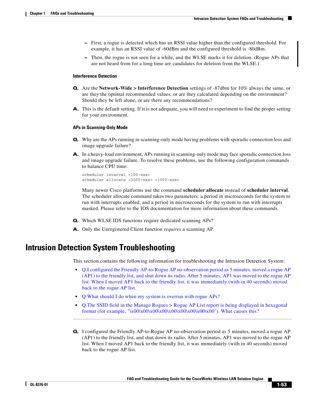 Cisco Systems OL-8376-01 manual Intrusion Detection System Troubleshooting, Interference Detection 