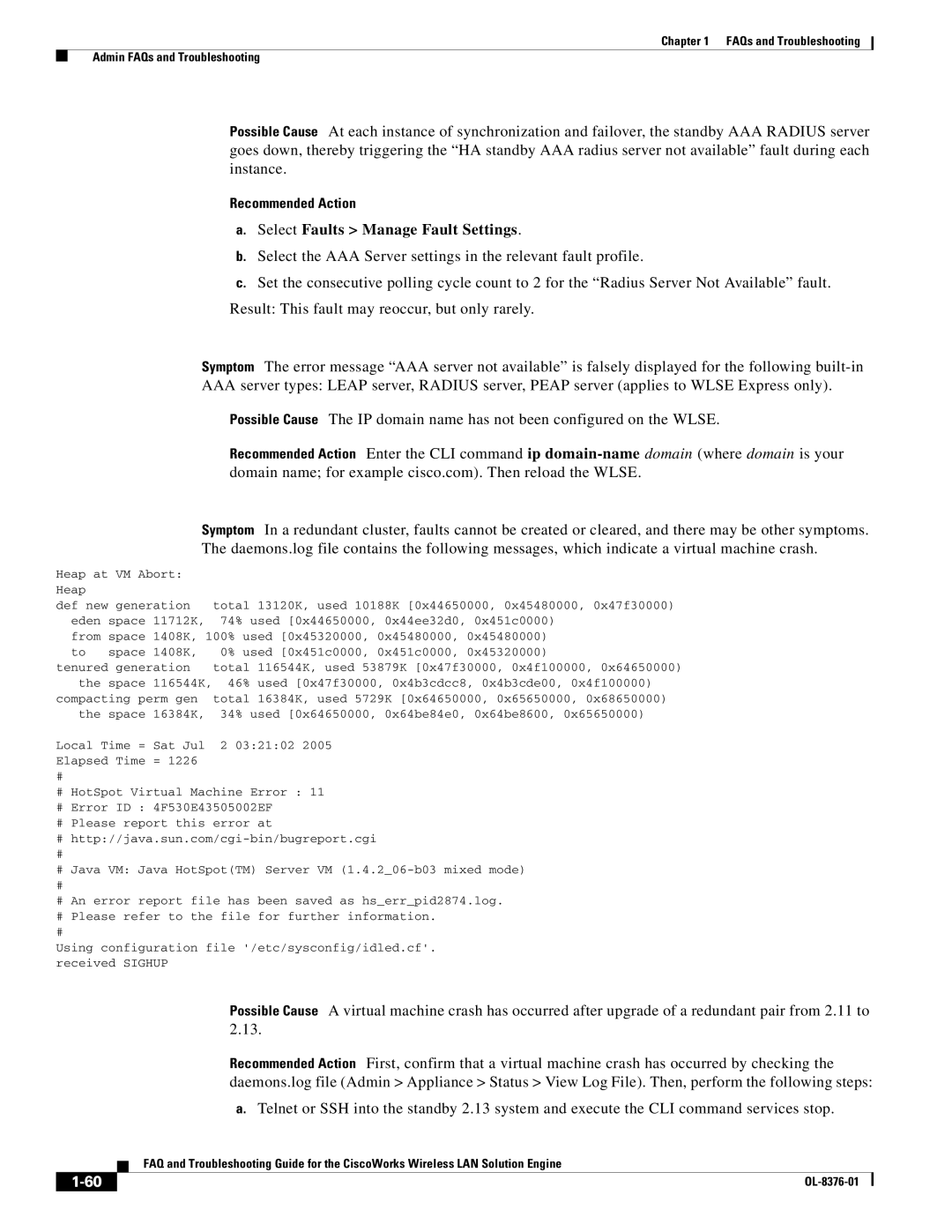 Cisco Systems OL-8376-01 manual Select Faults Manage Fault Settings 