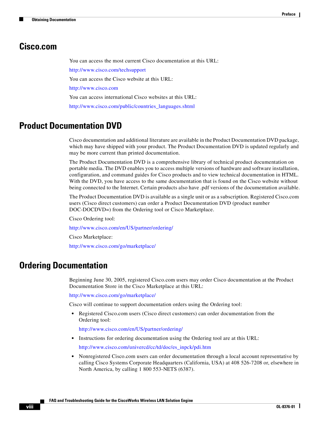 Cisco Systems OL-8376-01 manual Cisco.com, Product Documentation DVD, Ordering Documentation 