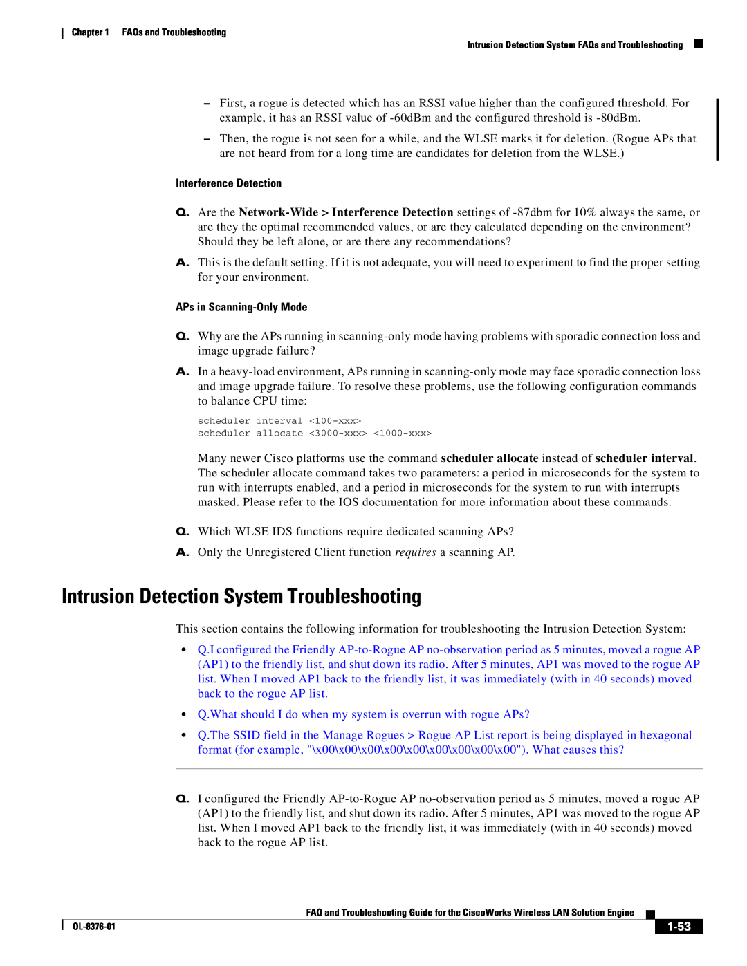 Cisco Systems OL-8376-01 manual Intrusion Detection System Troubleshooting, 1-53, Interference Detection 
