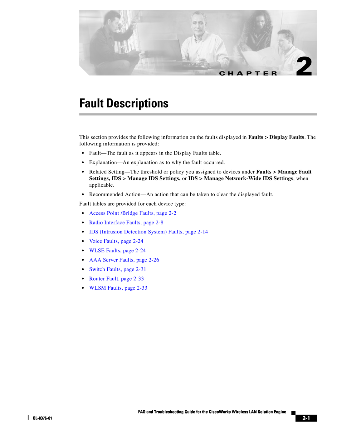 Cisco Systems OL-8376-01 manual Fault Descriptions, C H A P T E R 