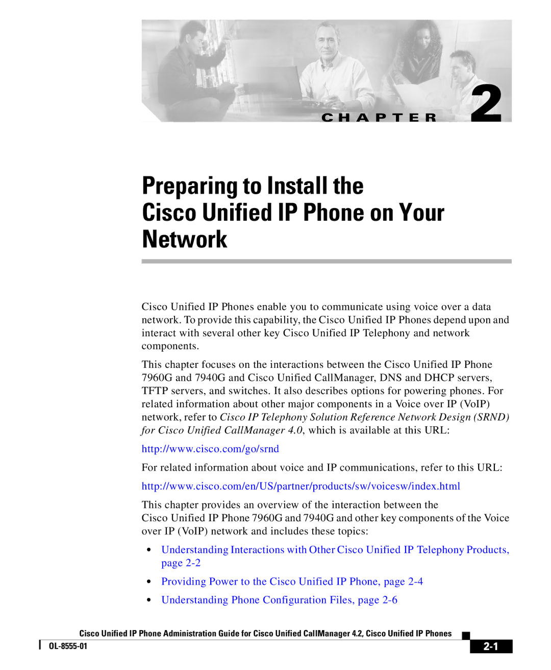 Cisco Systems OL-8555-01 manual Preparing to Install Cisco Unified IP Phone on Your Network 