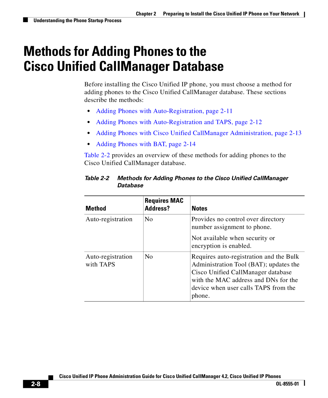 Cisco Systems OL-8555-01 manual Requires MAC Method Address? 