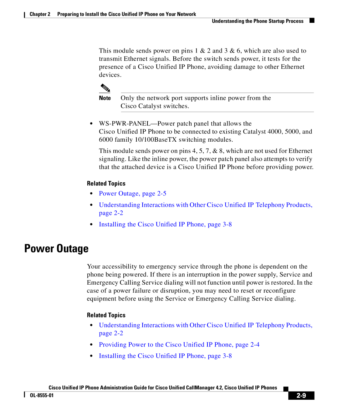 Cisco Systems OL-8555-01 manual Power Outage 