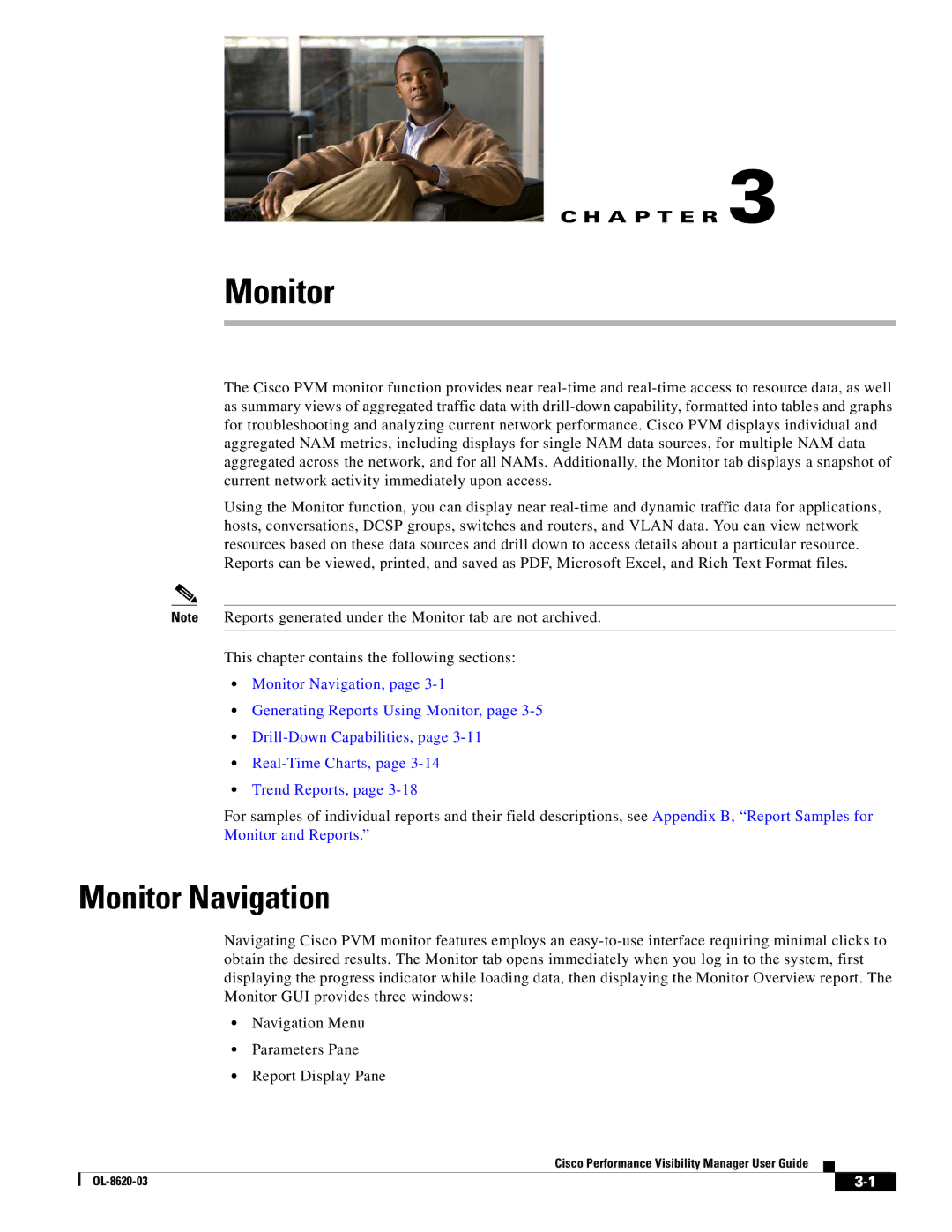 Cisco Systems OL-8620-03 appendix Monitor Navigation 