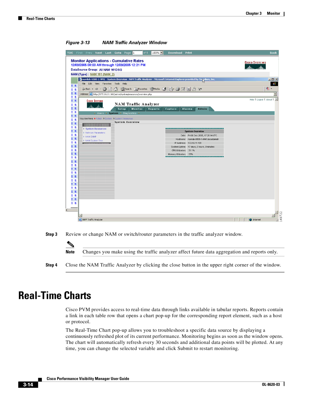 Cisco Systems OL-8620-03 appendix Real-Time Charts, NAM Traffic Analyzer Window 