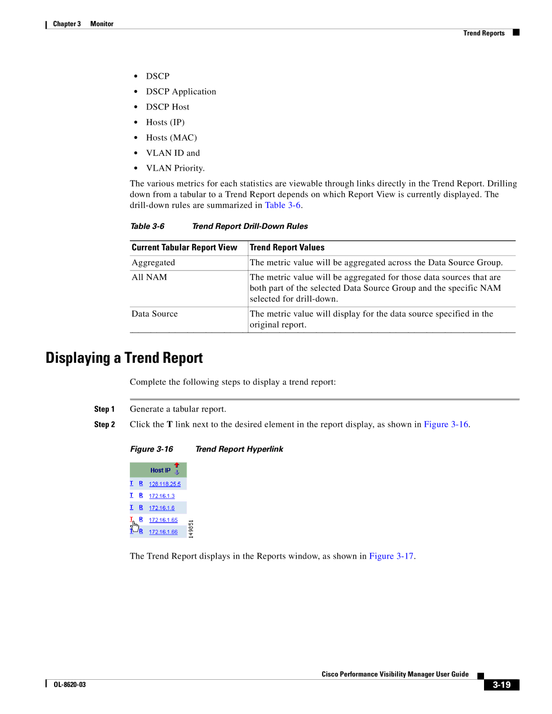 Cisco Systems OL-8620-03 appendix Displaying a Trend Report, Trend Report Values 