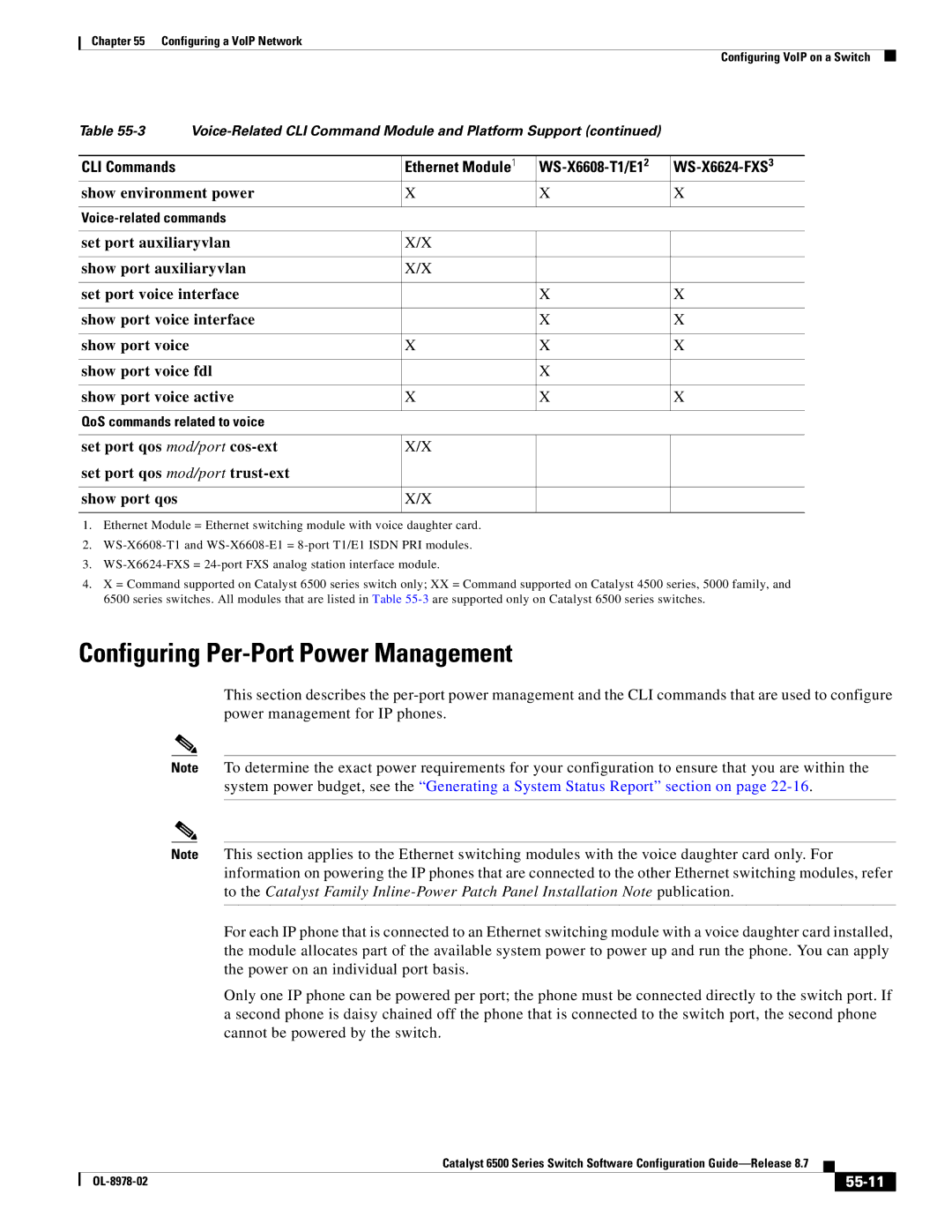 Cisco Systems OL-8978-02 manual Configuring Per-Port Power Management, Show environment power, 55-11 