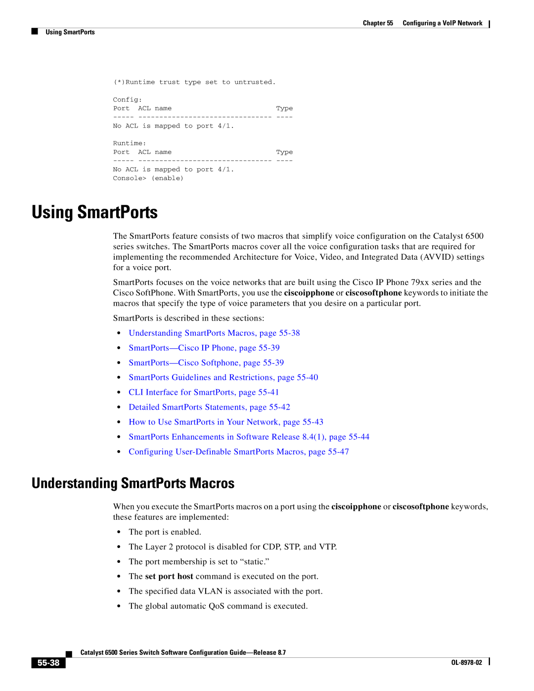 Cisco Systems OL-8978-02 manual Understanding SmartPorts Macros, 55-38 