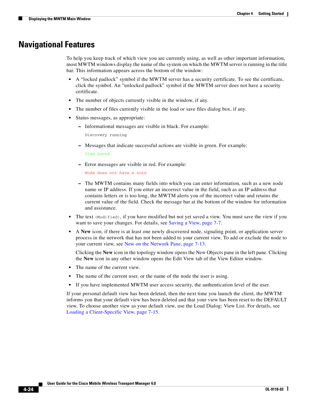 Cisco Systems OL-9118-03 manual Navigational Features 