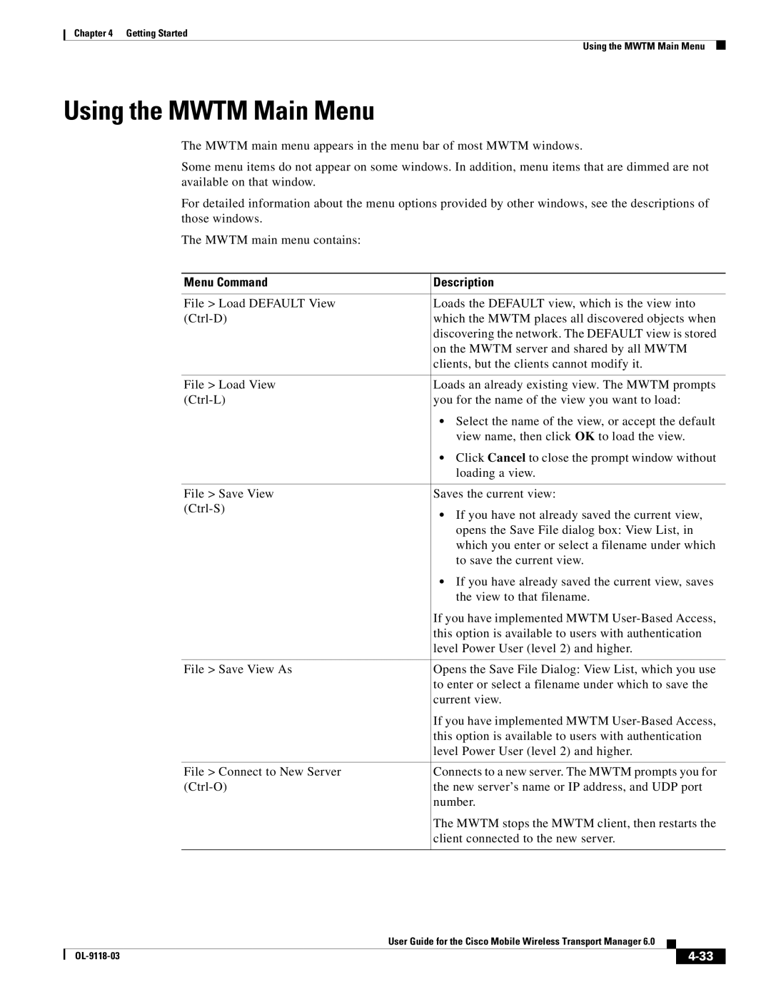 Cisco Systems OL-9118-03 manual Using the Mwtm Main Menu 