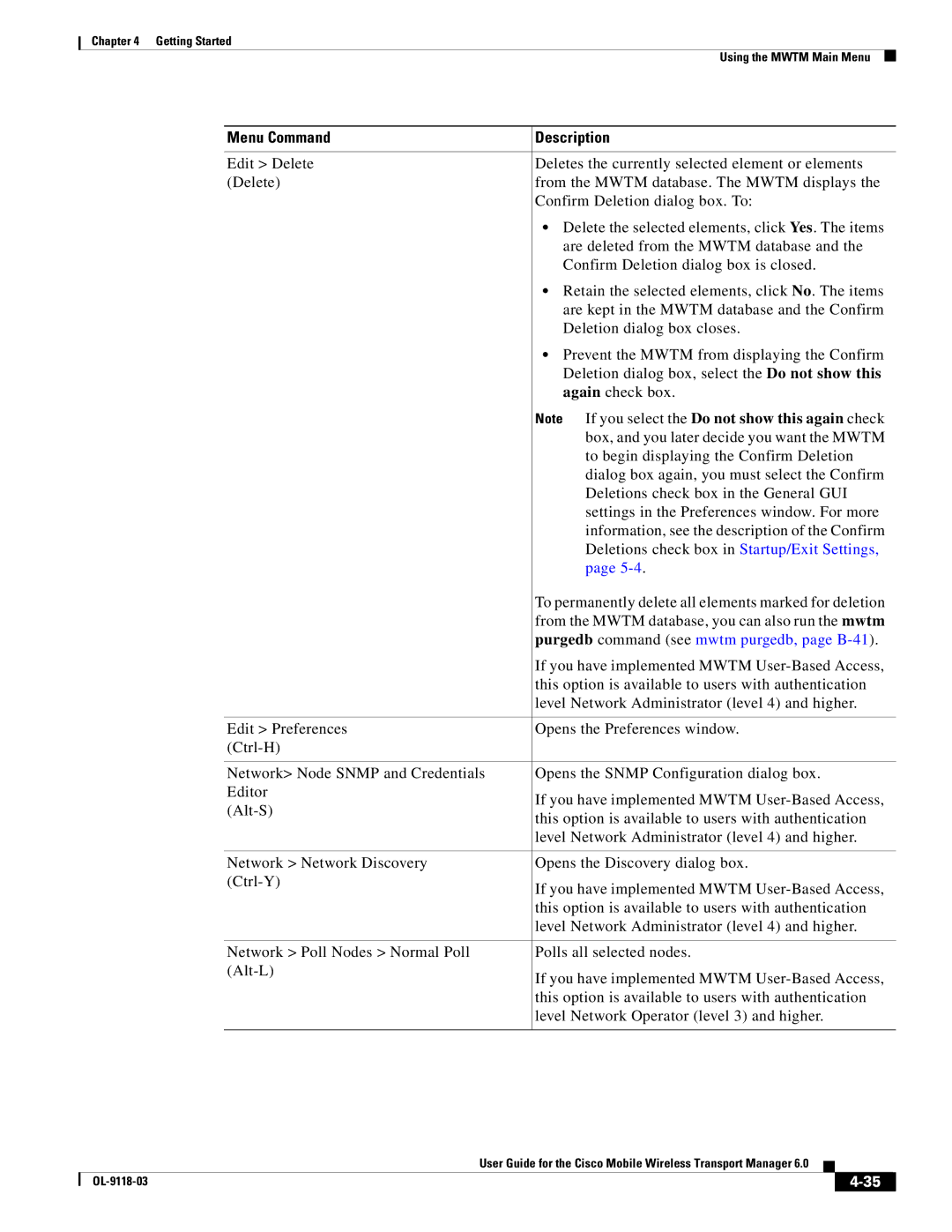 Cisco Systems OL-9118-03 manual Purgedb command see mwtm purgedb, page B-41 