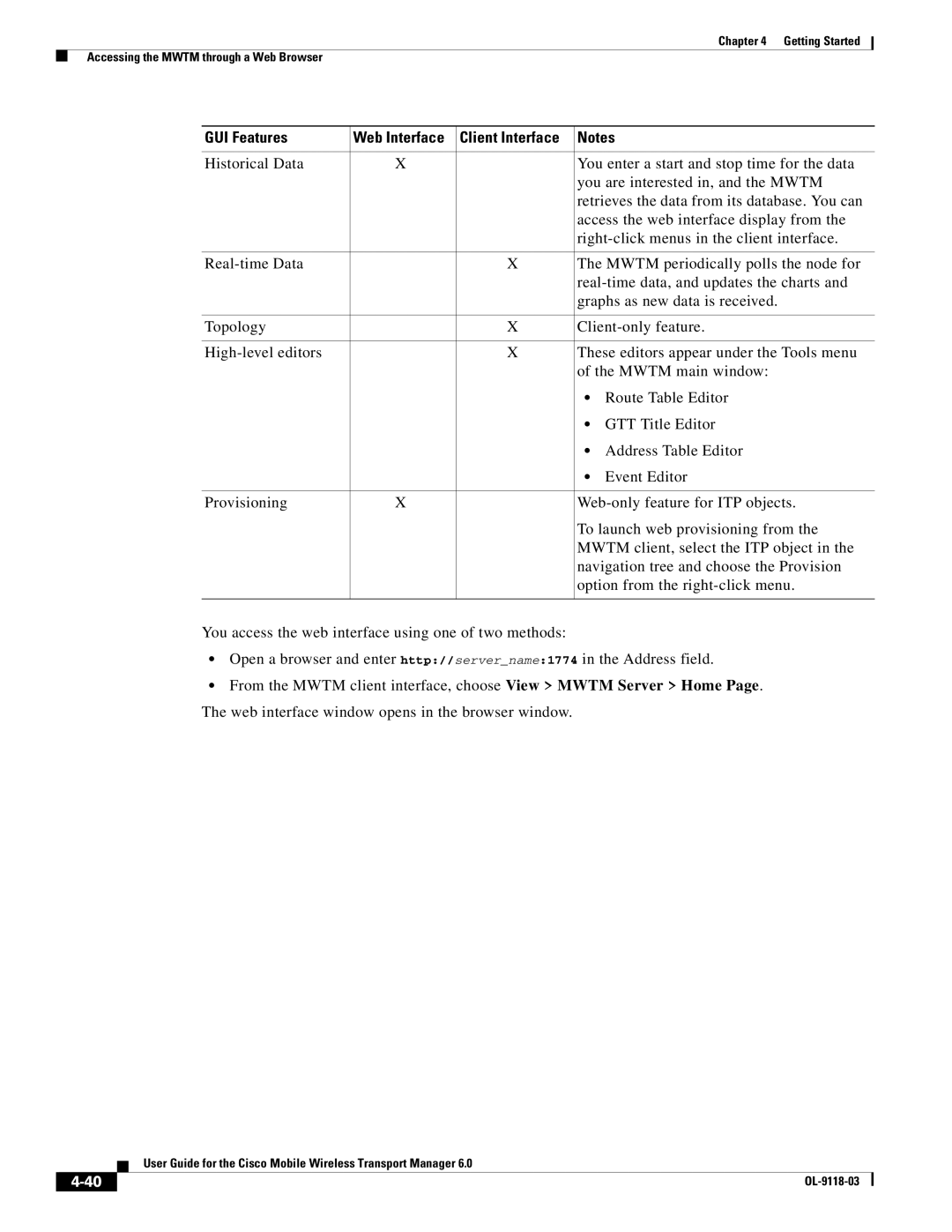 Cisco Systems OL-9118-03 manual GUI Features 