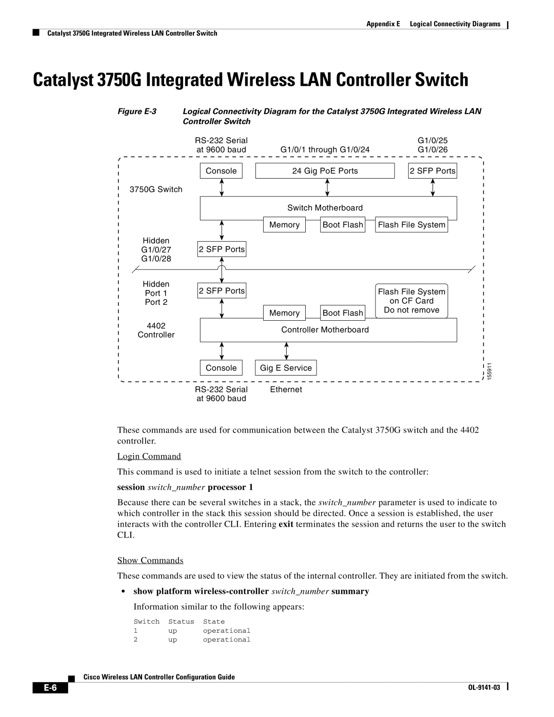 Cisco Systems OL-9141-03 appendix Session switchnumber processor, Show platform wireless-controller switchnumber summary 