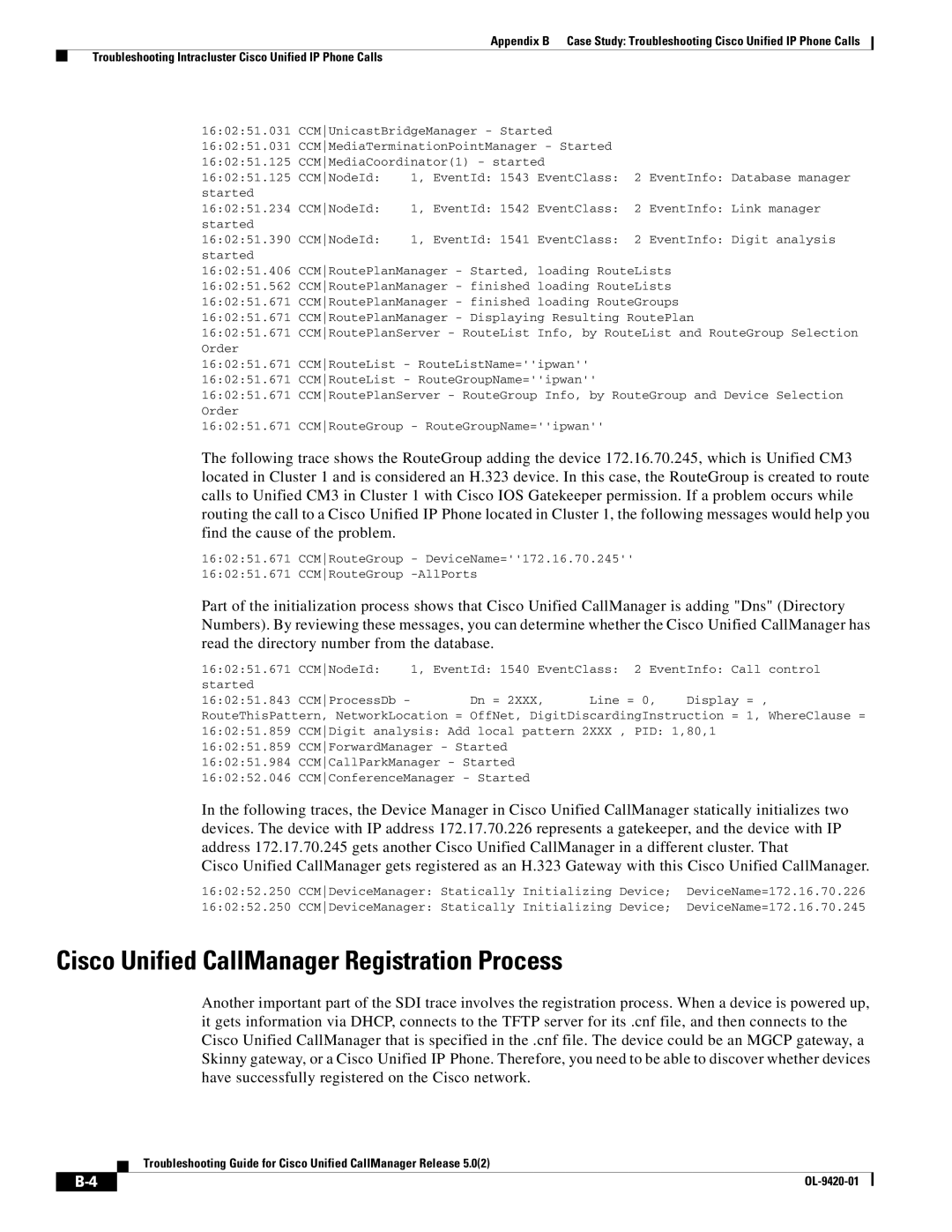 Cisco Systems OL-9420-01 appendix Cisco Unified CallManager Registration Process 