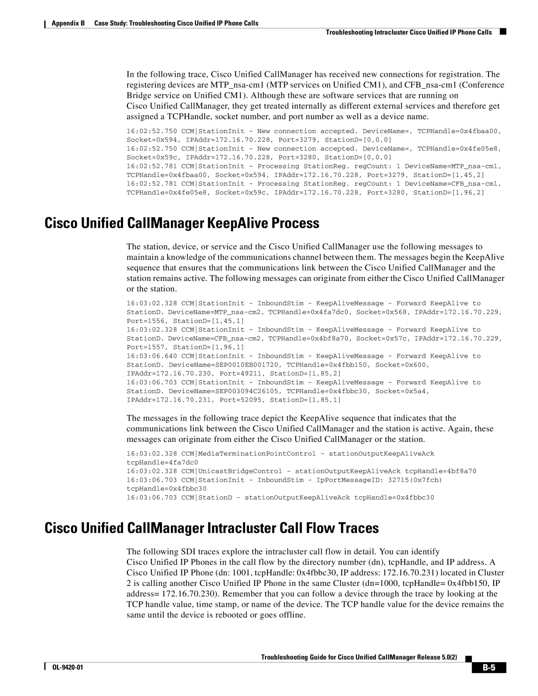 Cisco Systems OL-9420-01 appendix Cisco Unified CallManager KeepAlive Process 