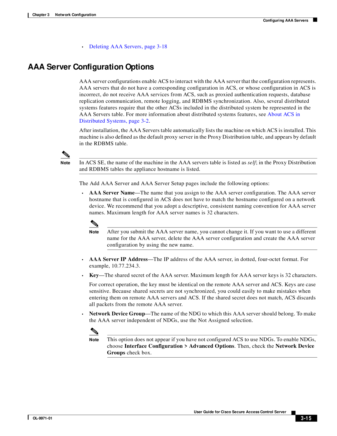 Cisco Systems OL-9971-01 manual AAA Server Configuration Options 