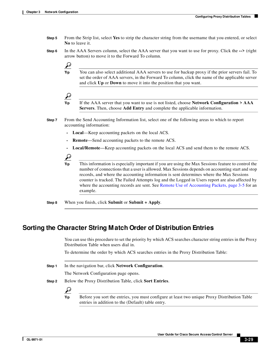 Cisco Systems OL-9971-01 manual Network Configuration Configuring Proxy Distribution Tables 