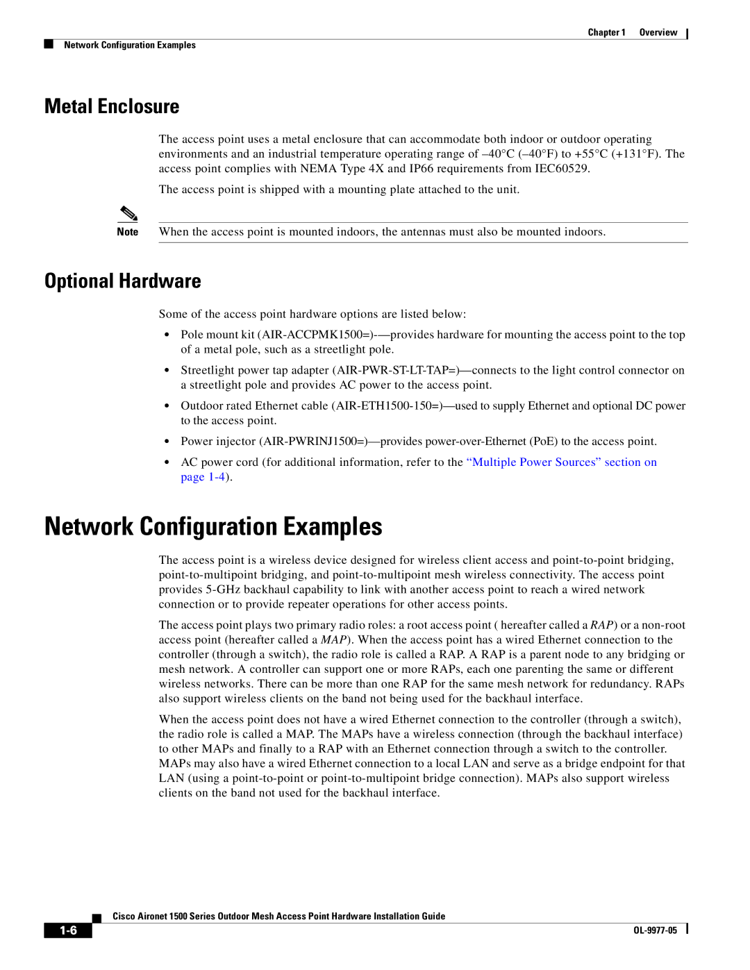 Cisco Systems OL-9977-05 manual Network Configuration Examples, Metal Enclosure, Optional Hardware 