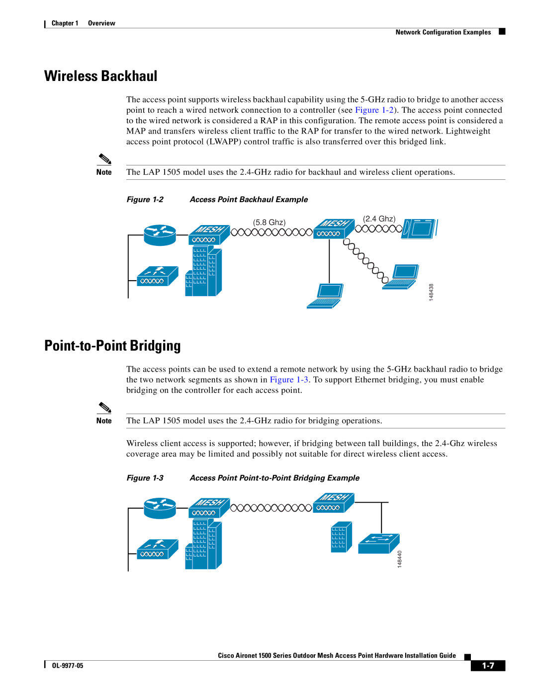 Cisco Systems OL-9977-05 manual Wireless Backhaul, Point-to-Point Bridging 