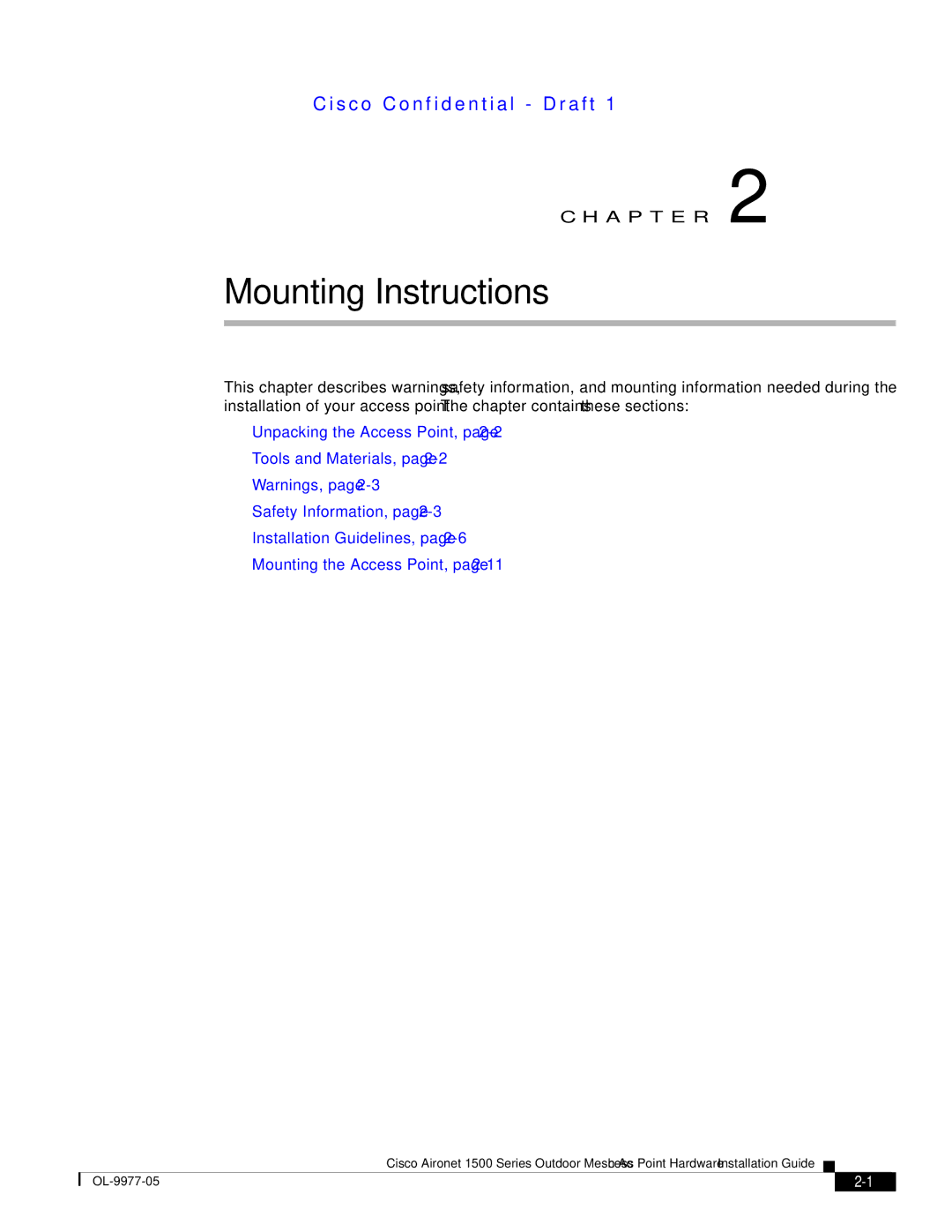 Cisco Systems OL-9977-05 manual Mounting Instructions 