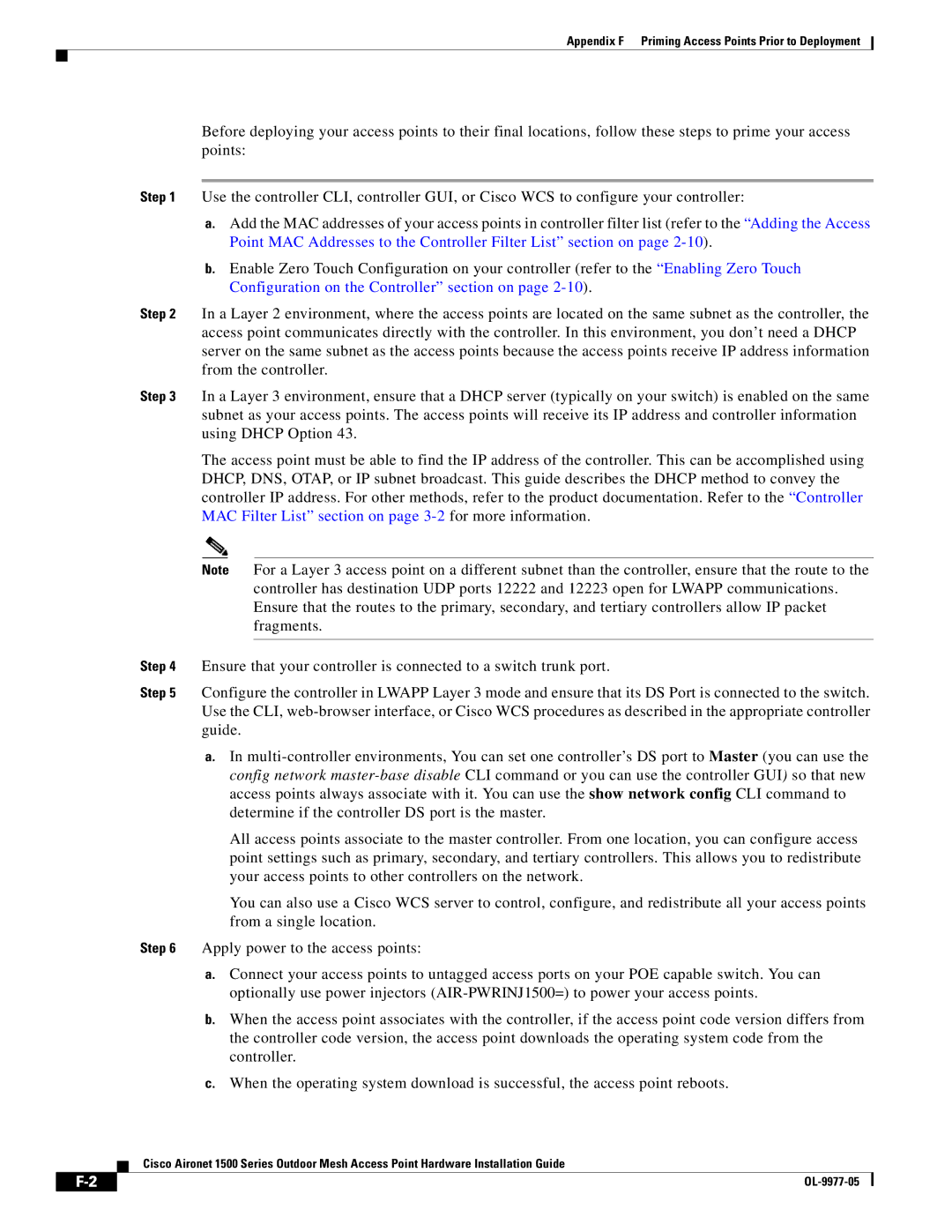 Cisco Systems OL-9977-05 manual Appendix F Priming Access Points Prior to Deployment 