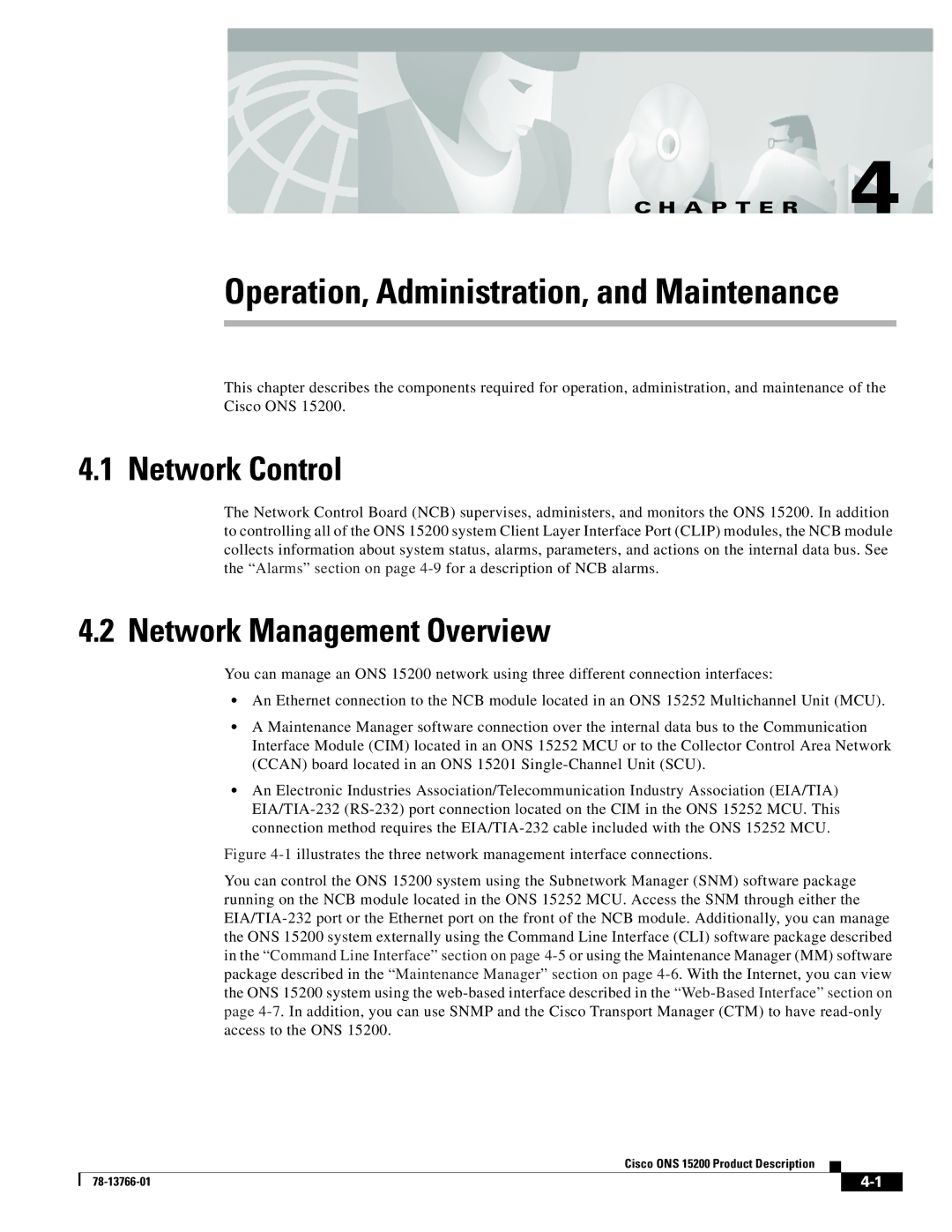 Cisco Systems ONS 15200 manual Network Control, Network Management Overview 