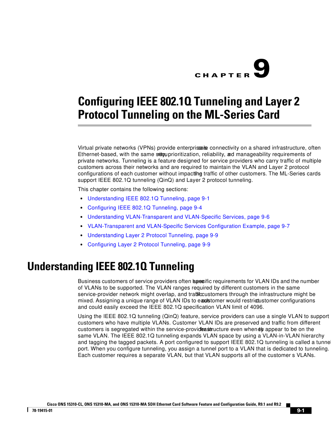 Cisco Systems ONS 15310-CL, Cisco ONS 15310-MA manual Understanding Ieee 802.1Q Tunneling 