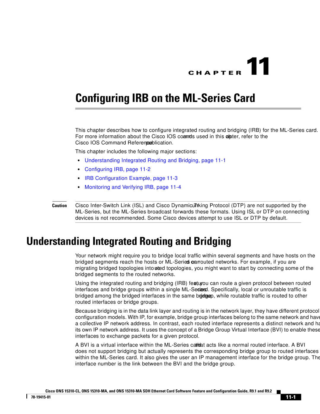 Cisco Systems Cisco ONS 15310-MA Configuring IRB on the ML-Series Card, Understanding Integrated Routing and Bridging 