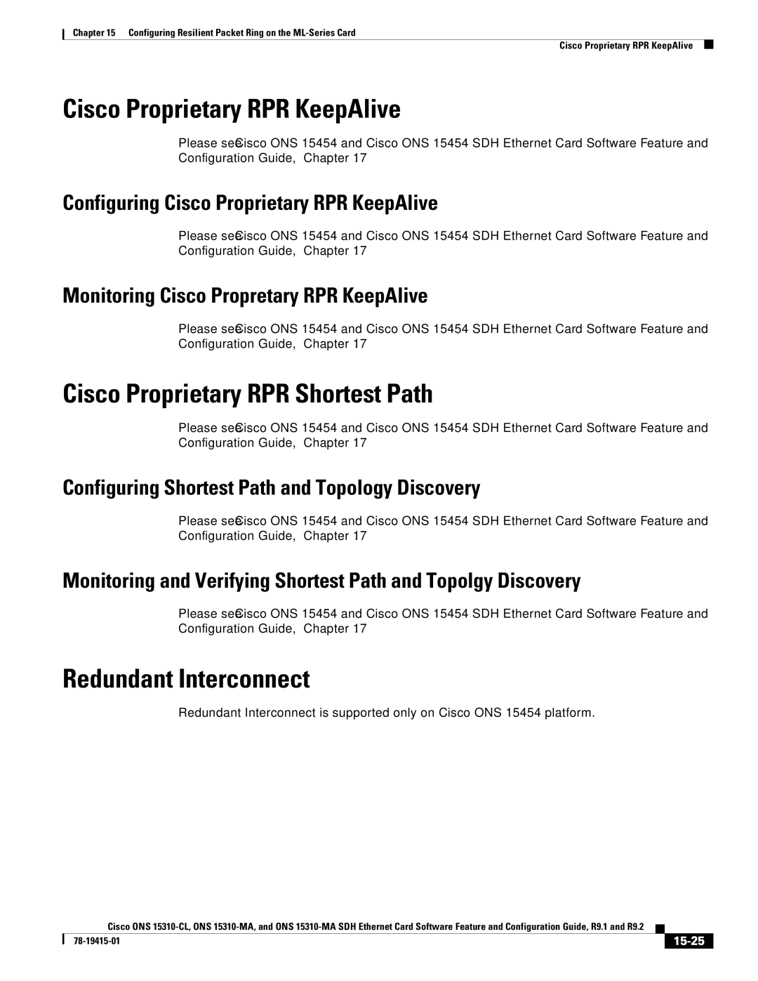 Cisco Systems Cisco ONS 15310-MA, ONS 15310-CL manual Cisco Proprietary RPR KeepAlive, Cisco Proprietary RPR Shortest Path 