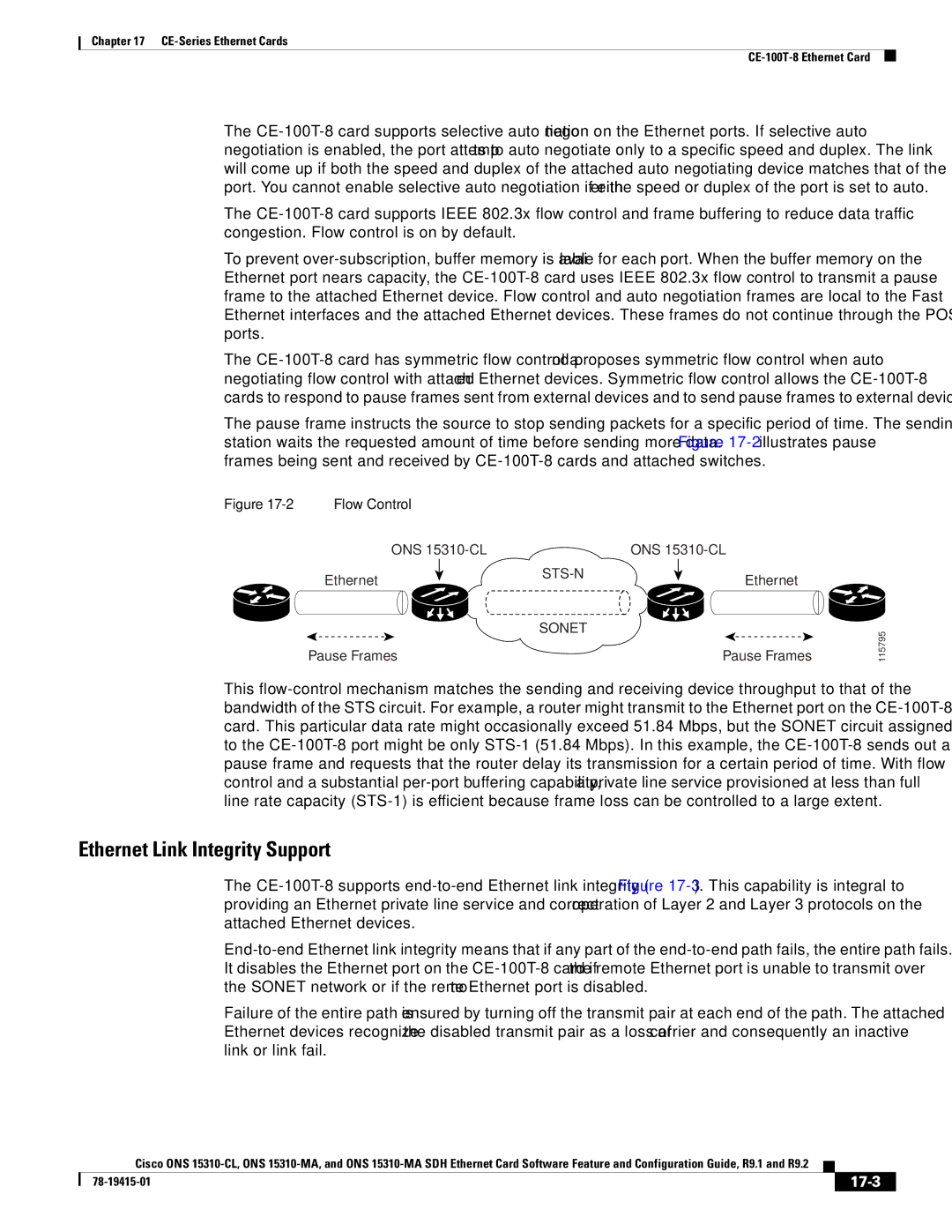 Cisco Systems Cisco ONS 15310-MA, ONS 15310-CL manual Ethernet Link Integrity Support, 17-3 