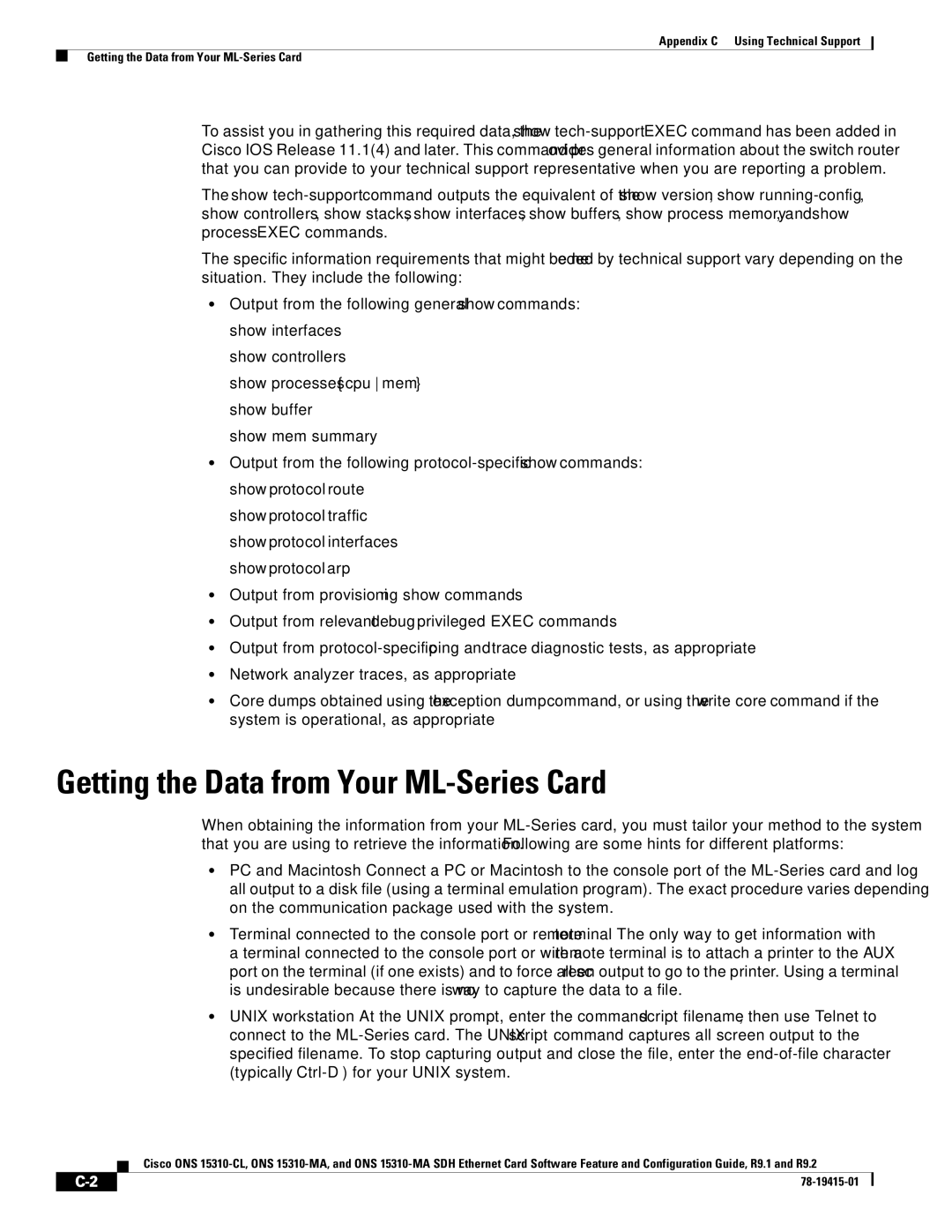 Cisco Systems ONS 15310-CL, Cisco ONS 15310-MA manual Getting the Data from Your ML-Series Card 