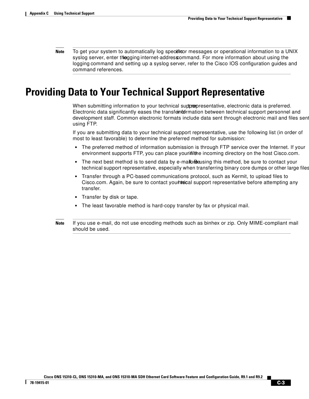 Cisco Systems ONS 15310-CL, Cisco ONS 15310-MA manual Providing Data to Your Technical Support Representative 