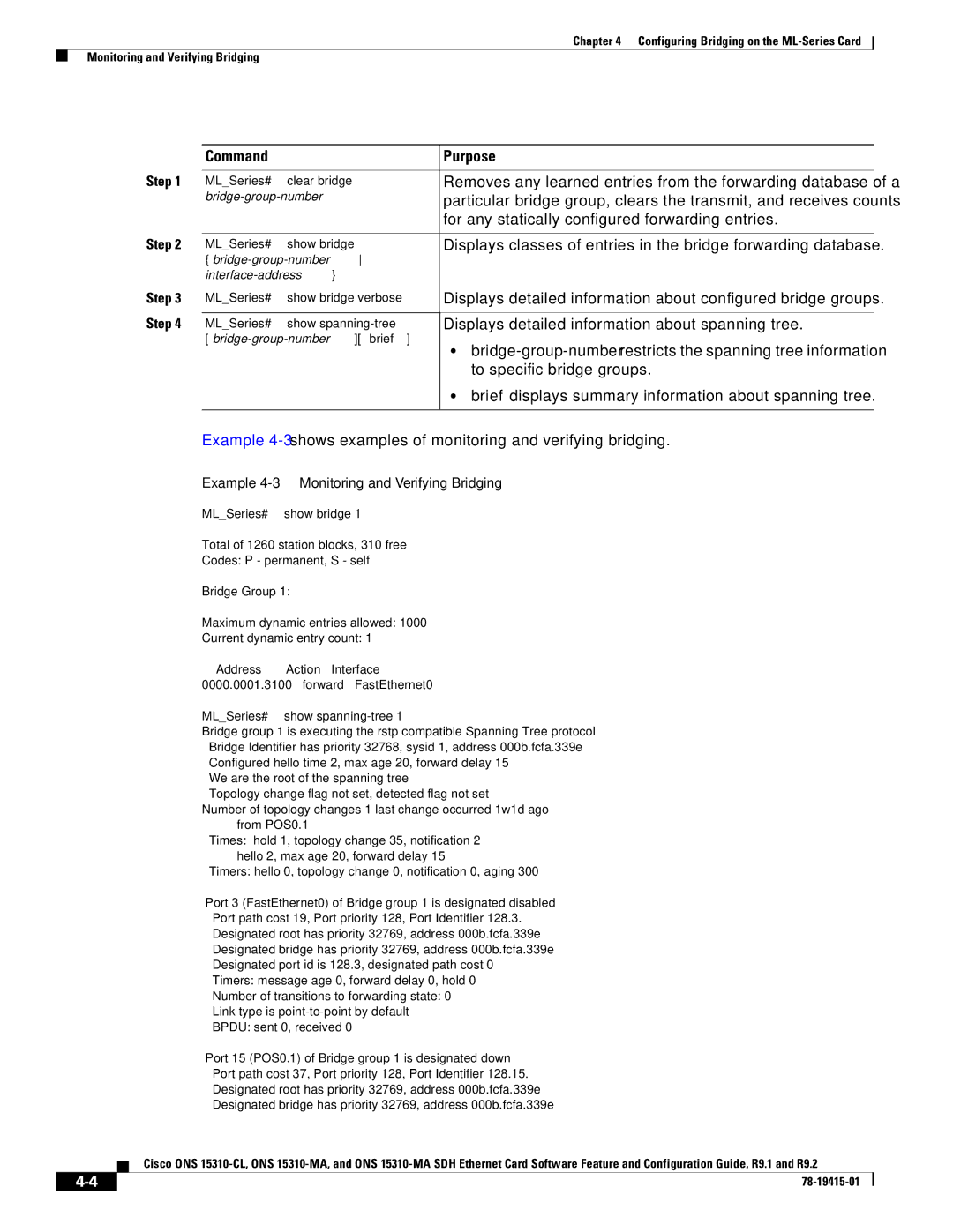 Cisco Systems ONS 15310-CL, ONS 15310-MA manual For any statically configured forwarding entries, To specific bridge groups 