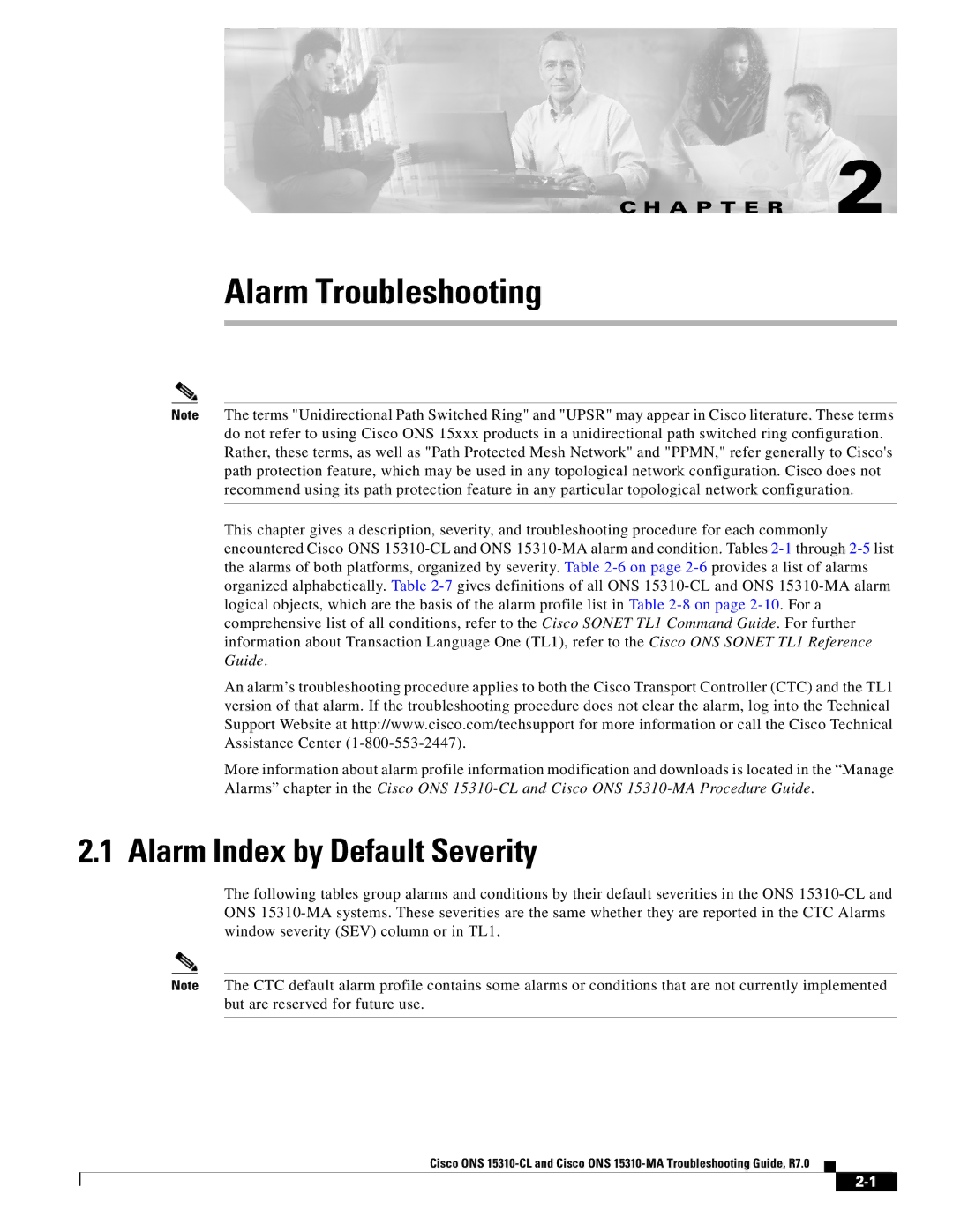 Cisco Systems ONS 15310-MA, ONS 15310-CL manual Alarm Troubleshooting, Alarm Index by Default Severity 