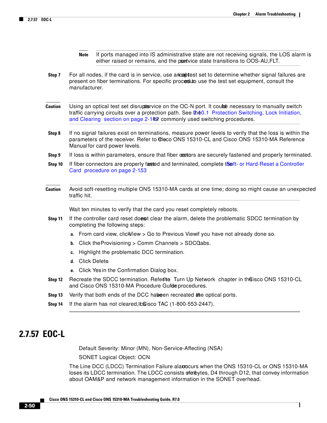 Cisco Systems ONS 15310-CL, ONS 15310-MA manual Eoc-L, Click the Provisioning Comm Channels Sdcc tabs 