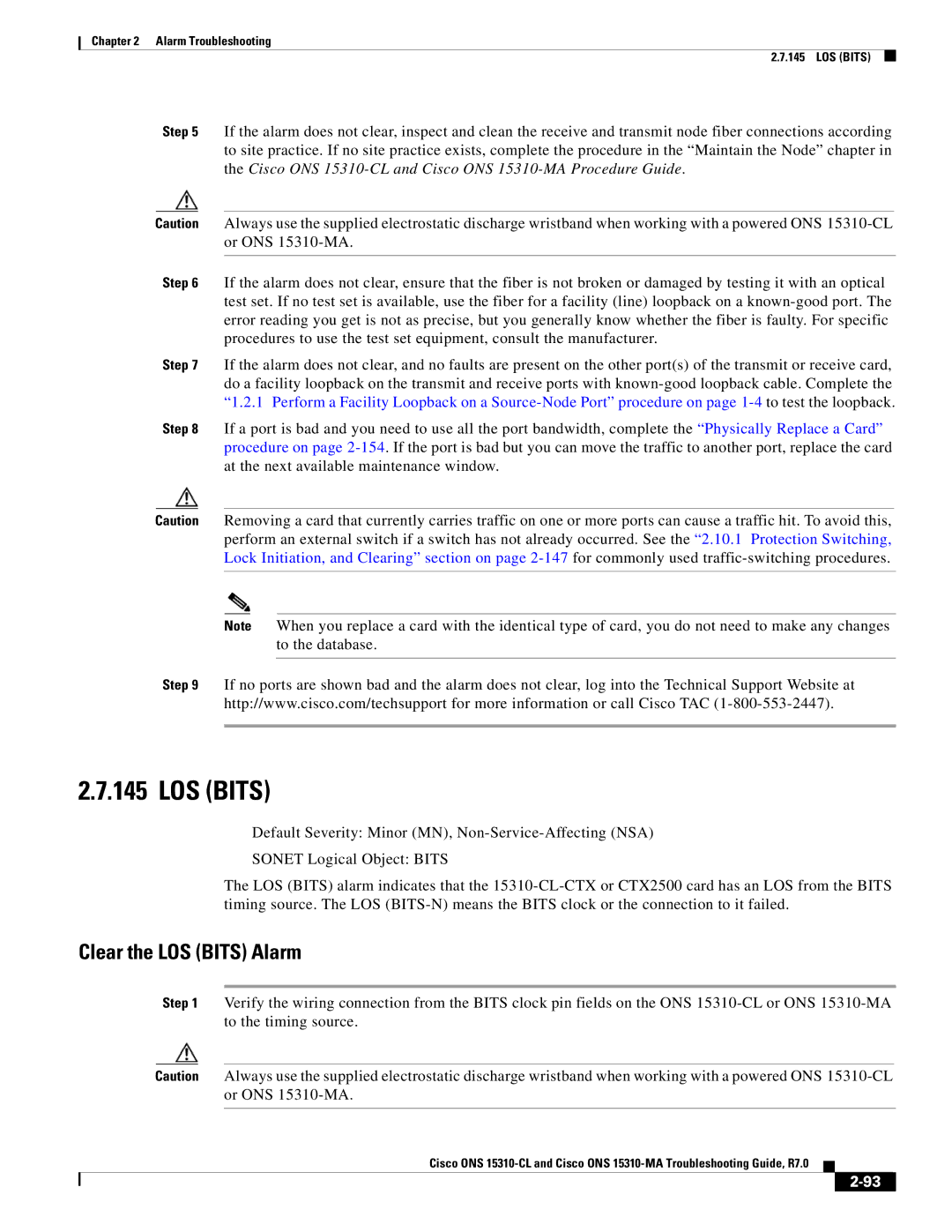 Cisco Systems ONS 15310-MA, ONS 15310-CL manual Clear the LOS Bits Alarm 