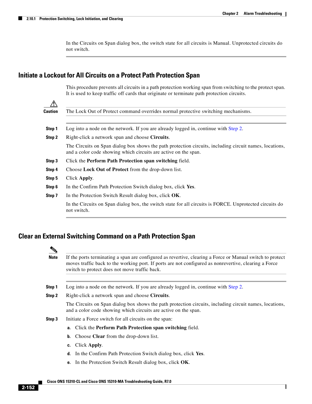 Cisco Systems ONS 15310-CL, ONS 15310-MA manual 152 