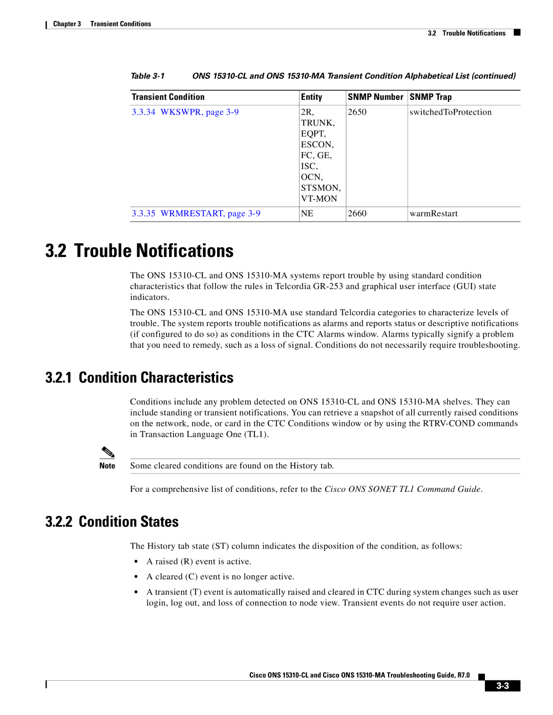 Cisco Systems ONS 15310-MA, ONS 15310-CL manual Condition States, Trunk Eqpt Escon FC, GE ISC OCN Stsmon VT-MON 