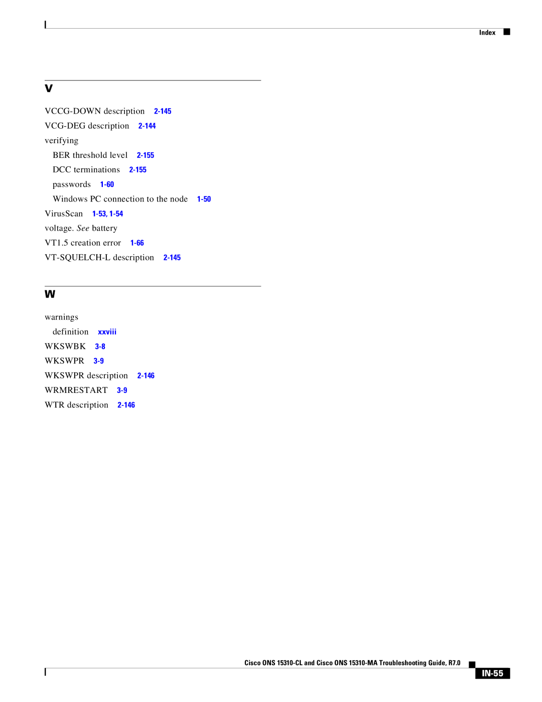 Cisco Systems ONS 15310-MA, ONS 15310-CL manual Wkswbk Wkswpr, Wrmrestart, IN-55 