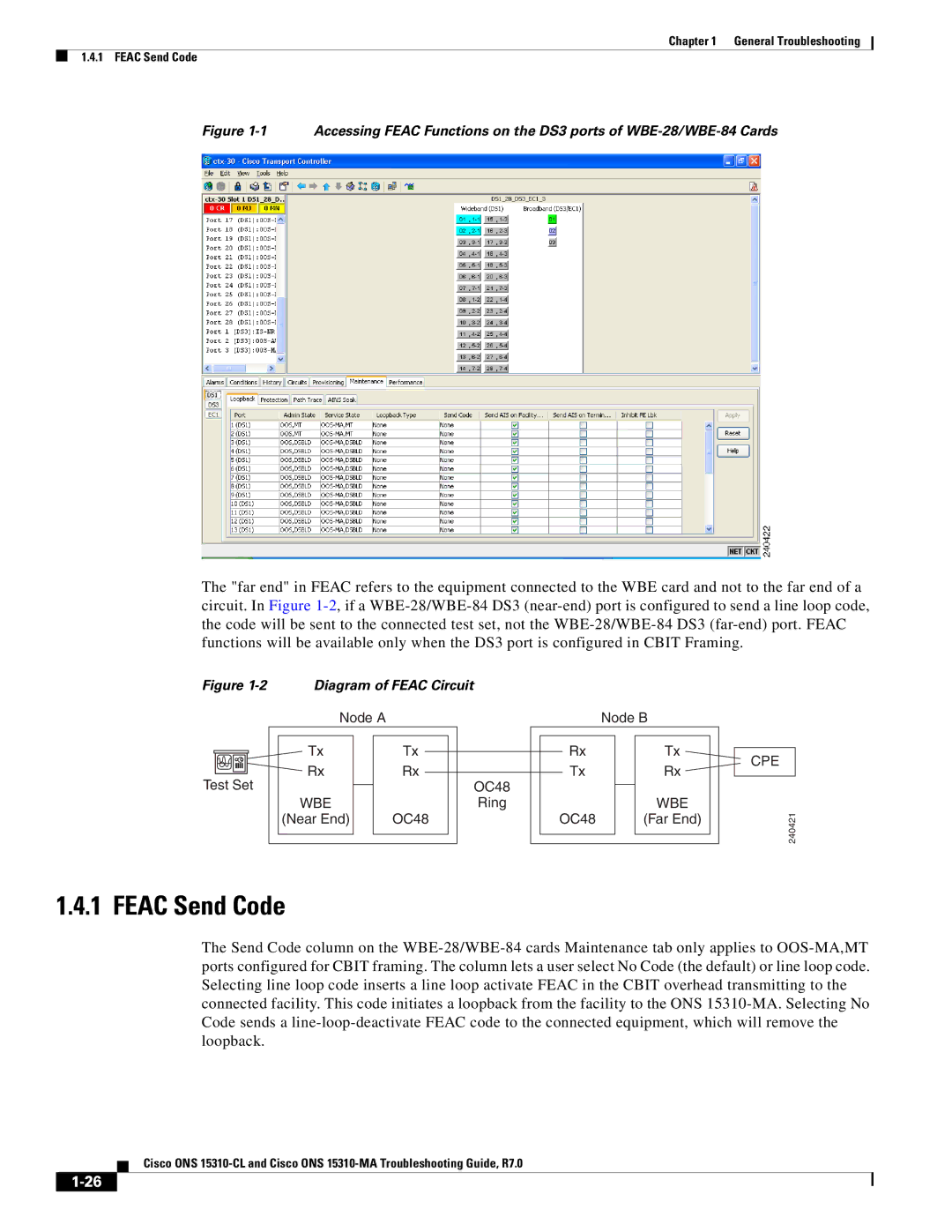 Cisco Systems ONS 15310-CL, ONS 15310-MA manual Feac Send Code 