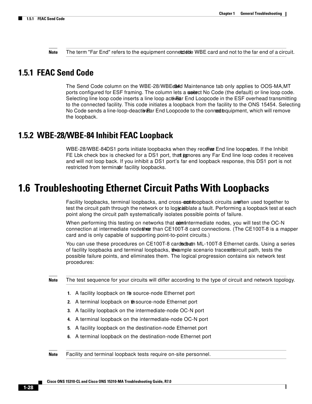 Cisco Systems ONS 15310-CL, ONS 15310-MA manual Troubleshooting Ethernet Circuit Paths With Loopbacks 