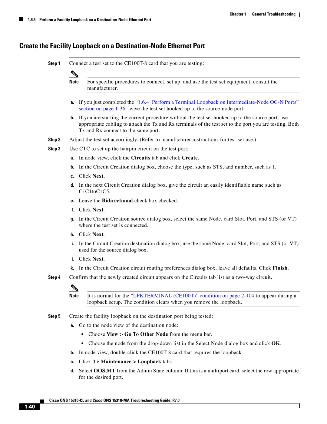 Cisco Systems ONS 15310-CL, ONS 15310-MA manual Connect a test set to the CE100T-8 card that you are testing 