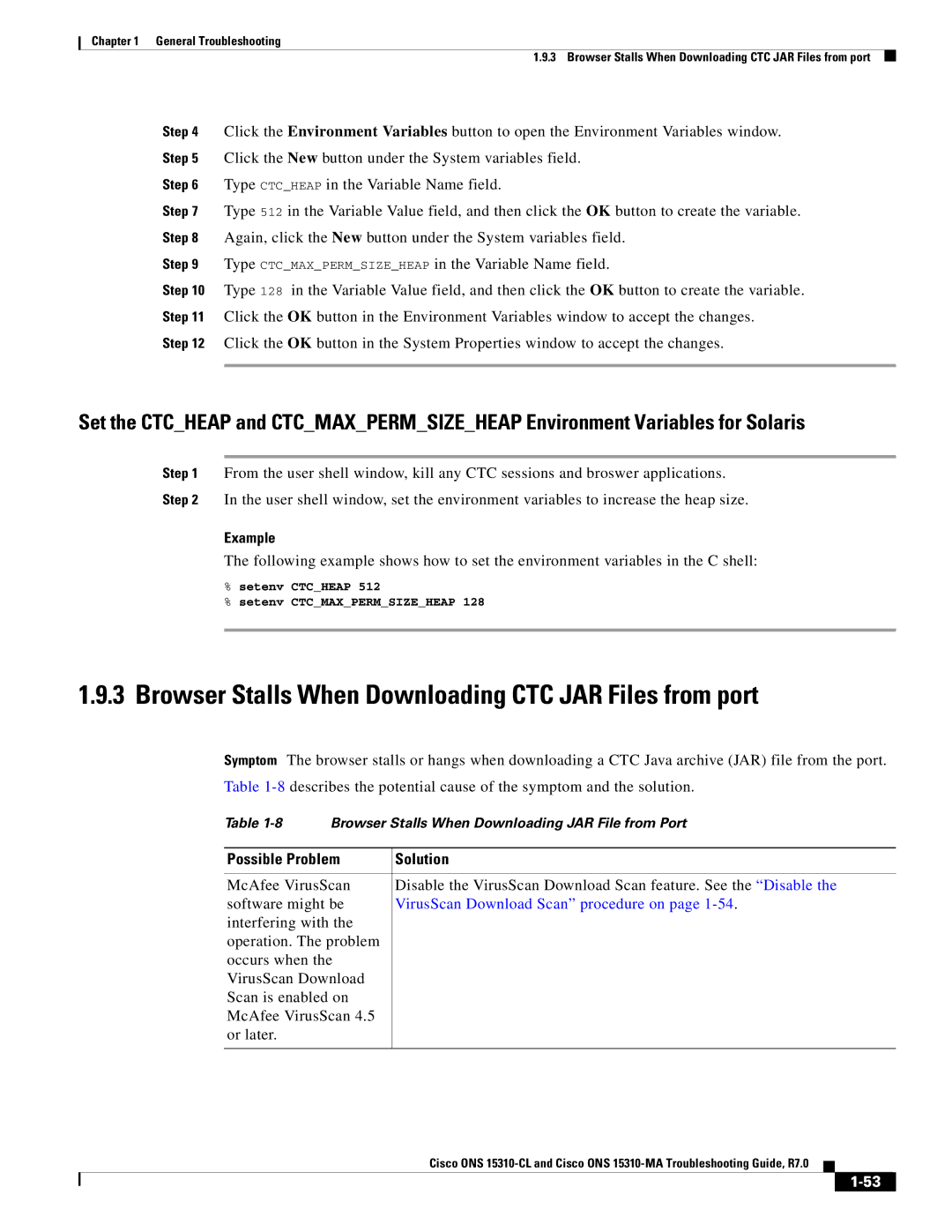 Cisco Systems ONS 15310-MA, ONS 15310-CL manual Browser Stalls When Downloading CTC JAR Files from port, Example 