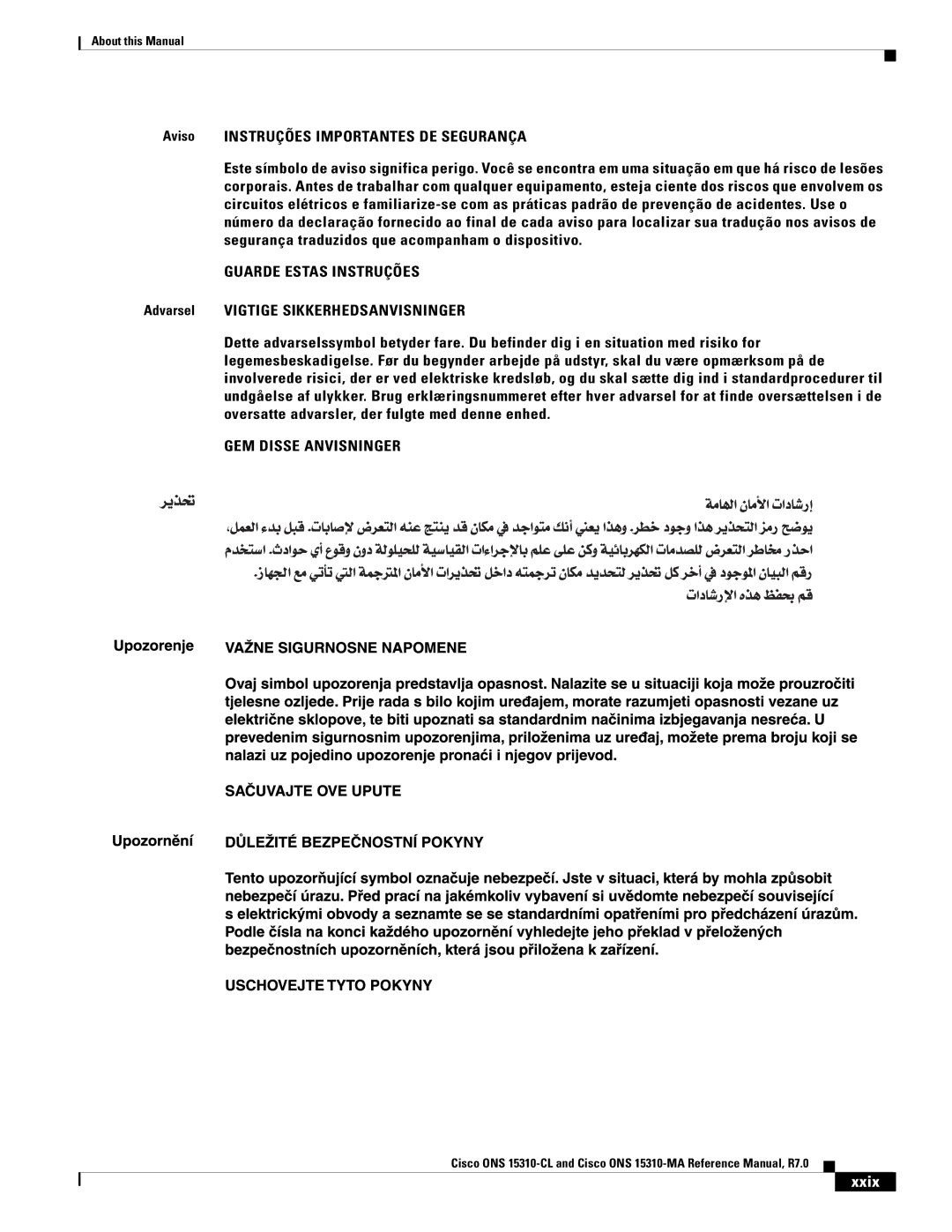 Cisco Systems ONS 15310-MA, ONS 15310-CL manual GEM Disse Anvisninger, Xxix 