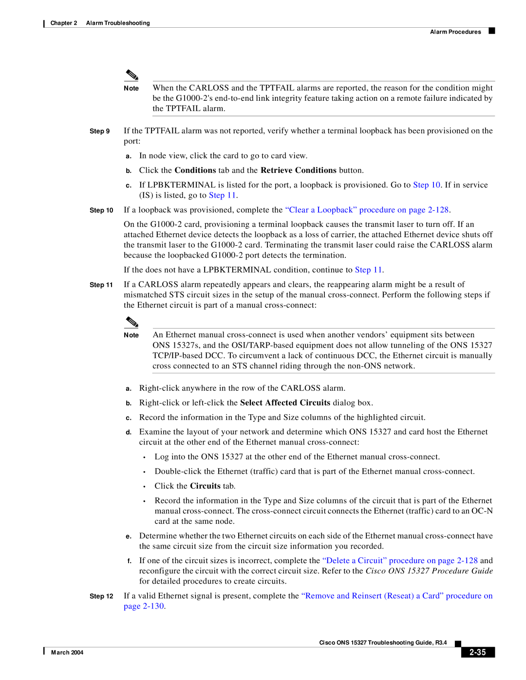 Cisco Systems ONS 15327 manual Click the Conditions tab and the Retrieve Conditions button 