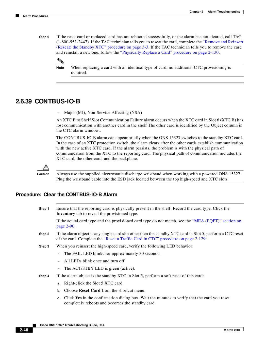 Cisco Systems ONS 15327 manual Contbus-Io-B, Procedure Clear the CONTBUS-IO-B Alarm 