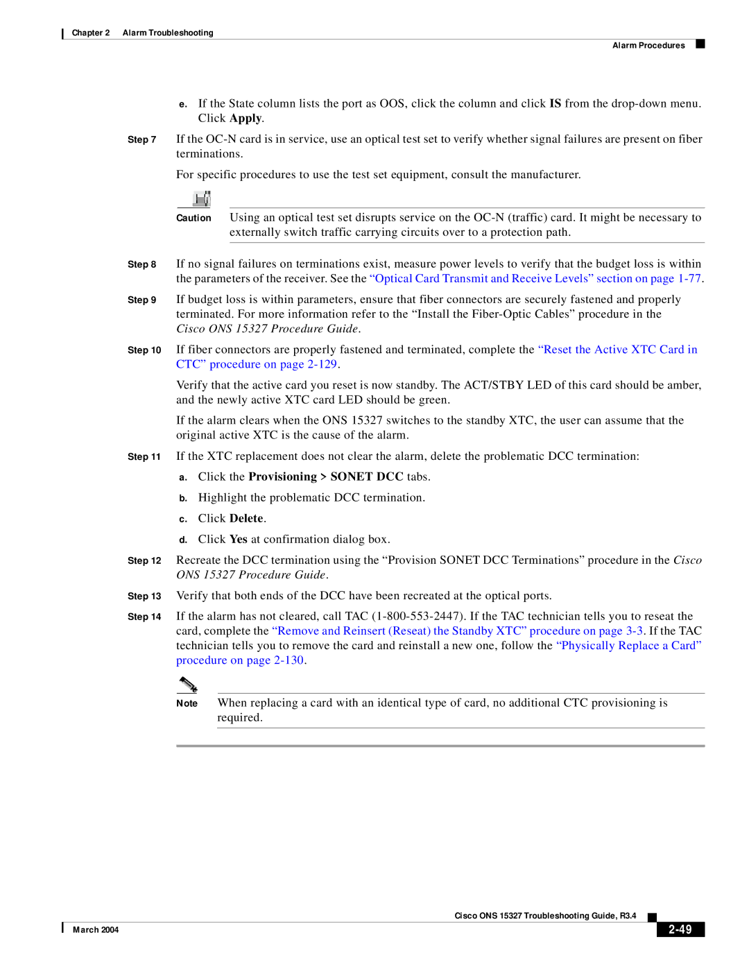 Cisco Systems ONS 15327 manual Click the Provisioning Sonet DCC tabs 