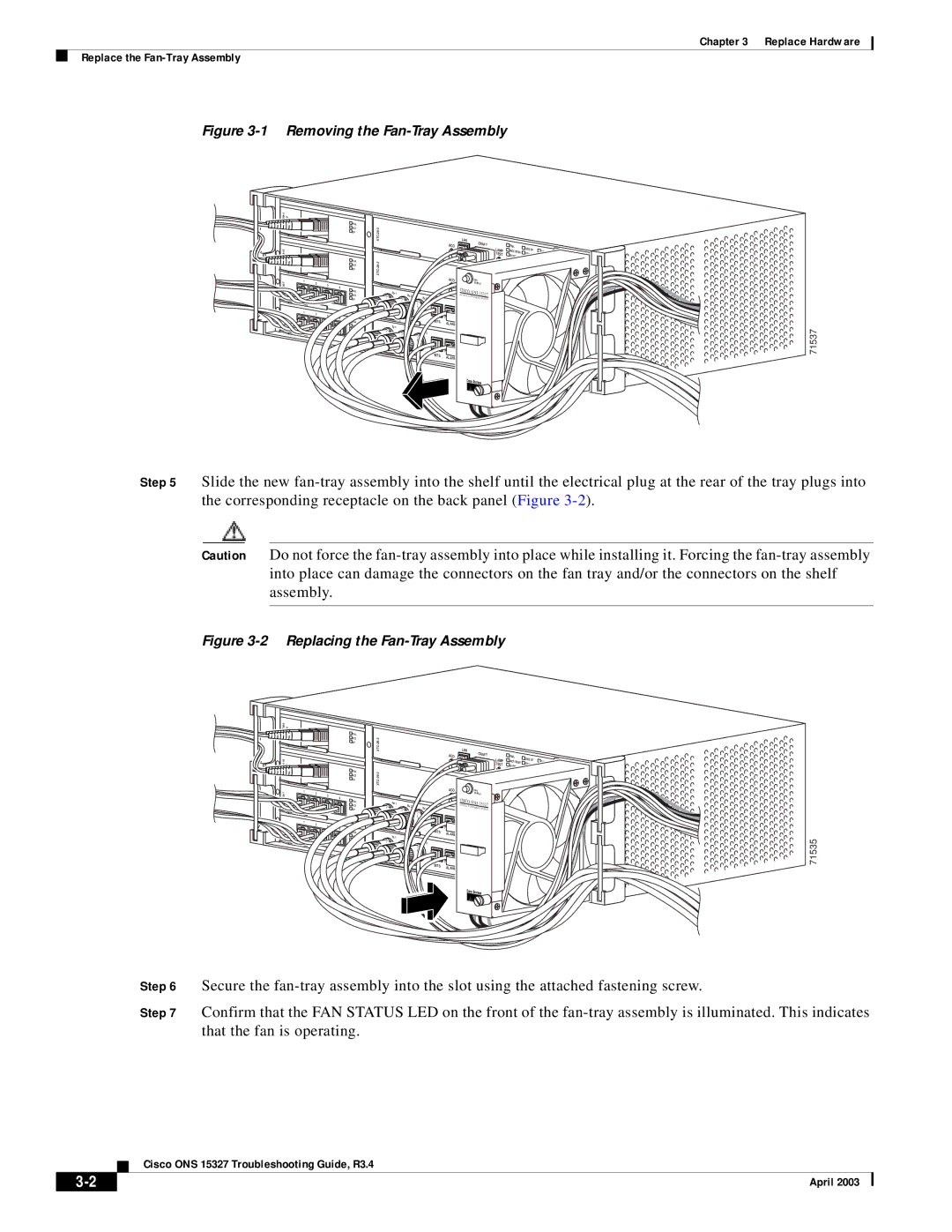 Cisco Systems ONS 15327 manual Removing the Fan-Tray Assembly 